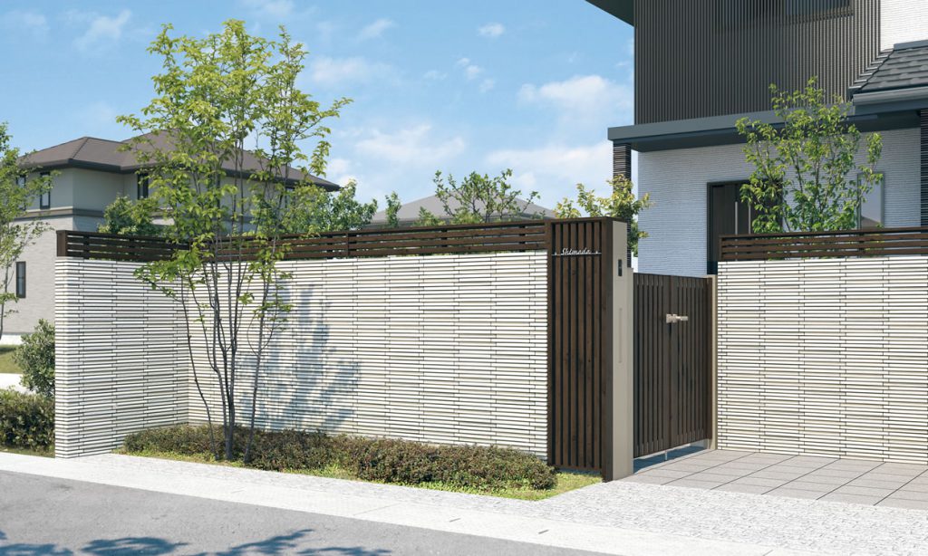 タイルの門袖事例　エクステリア